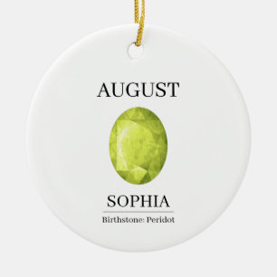 Adorno De Cerámica Cumpleaños Piedra Natal Peridoto de Agosto