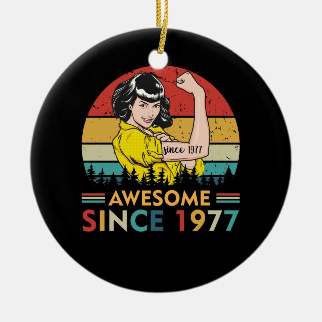 Adorno De Cerámica Cumpleaños Vintage 1977 (Frente)