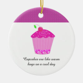 Adorno De Cerámica Cupcake de Cereza con Mensaje