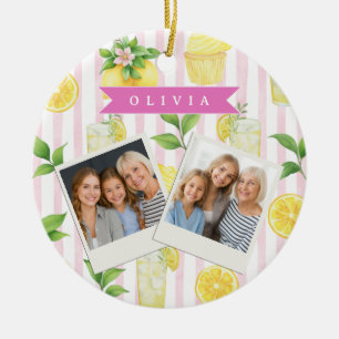 Adorno De Cerámica Cupcake de limonada de acuarela personalizada con