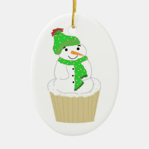Adorno De Cerámica Cupcake de muñeco de nieve Frosty