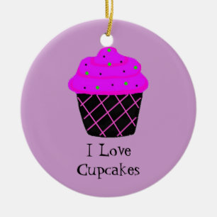 Adorno De Cerámica Cupcake Morado