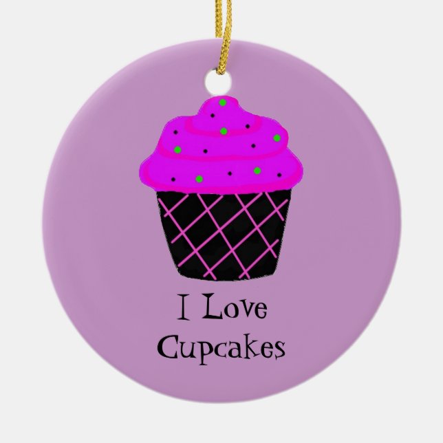 Adorno De Cerámica Cupcake Morado (Frente)