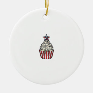 Adorno De Cerámica Cupcake Patriótico Grabado Vintage Cuatro de Julio