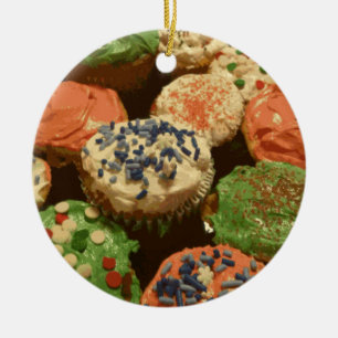Adorno De Cerámica Cupcakes de Navidad con Purpurina