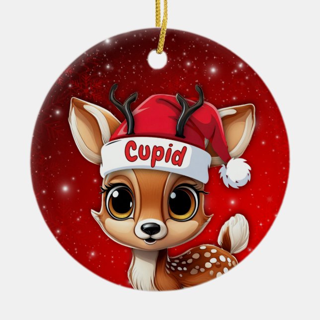 Adorno De Cerámica Cupid Baby Deer, Fawn, Doe, Reindeer🦌 🎄 (Frente)