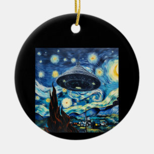 Adorno De Cerámica Curioso avistamiento de OVNIS Noche Starry Alien Q