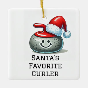 Adorno De Cerámica Curler favorito personalizado de Santa Santa