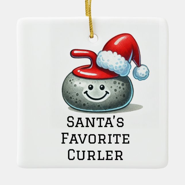 Adorno De Cerámica Curler favorito personalizado de Santa Santa (Anverso)