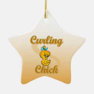 Adorno De Cerámica Curling Chick