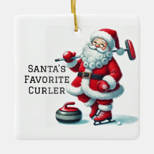 Adorno De Cerámica Curling de Santa Cute personalizado personalizado
