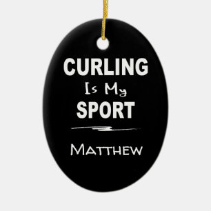Adorno De Cerámica Curling es mi óvalo deportivo