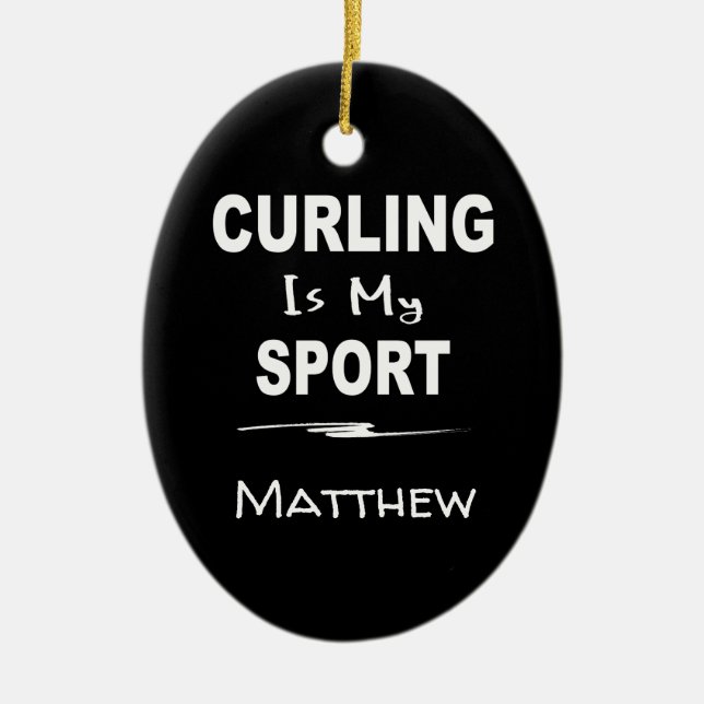 Adorno De Cerámica Curling es mi óvalo deportivo (Frente)