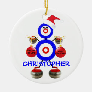 Adorno De Cerámica Curling Player Navidades