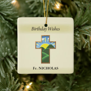 Adorno De Cerámica Curso de cumpleaños entre sacerdotes personalizado