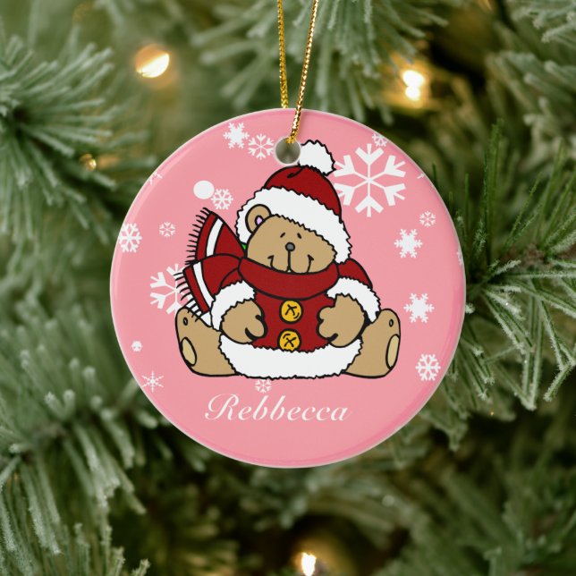 Adorno De Cerámica Curte Navidad Personalizada Teddy Bear (Árbol)
