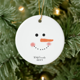 Adorno De Cerámica Curte Snowman Face Script Personalizado Año