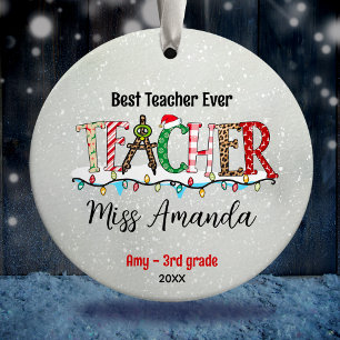 Adorno De Cerámica Curte Teachers Navidades de baffalo rojo verde