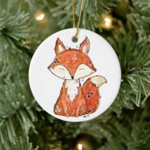 Adorno De Cerámica Curte Whimsical Fox