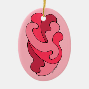 Adorno De Cerámica Curvas de abrazo (rosa y rojo)