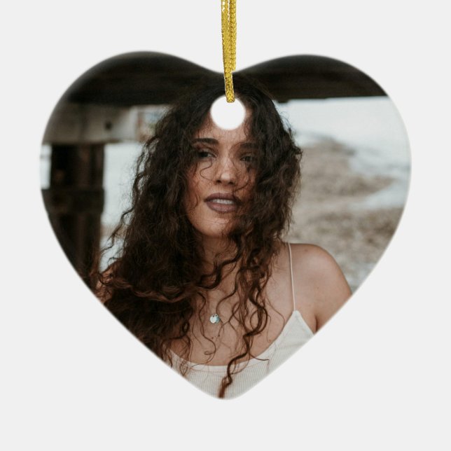 Adorno De Cerámica Custom Birthday Ornament with Photo & Message (Frente)