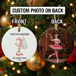 Adorno De Cerámica Custom Candy Cane Nutcracker Photo Christmas