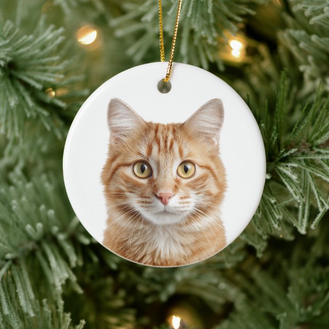Adorno De Cerámica Custom Cat Photo Christmas Ornament (Árbol)