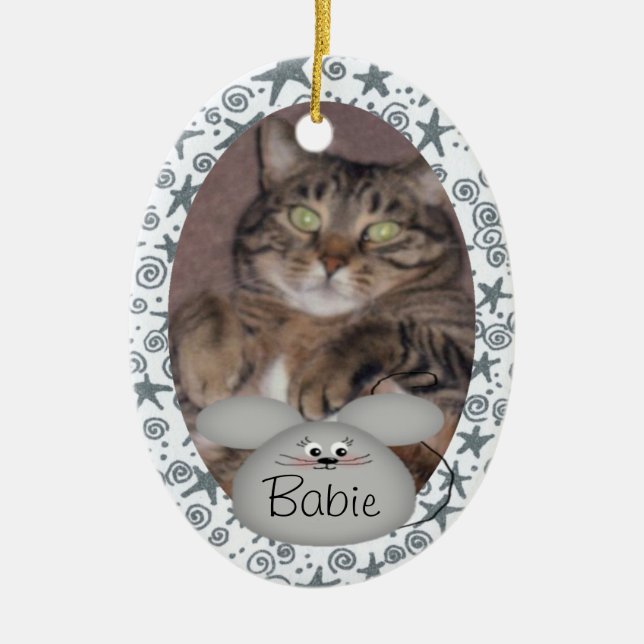 Adorno De Cerámica Custom Cat Photo Ornament (Frente)