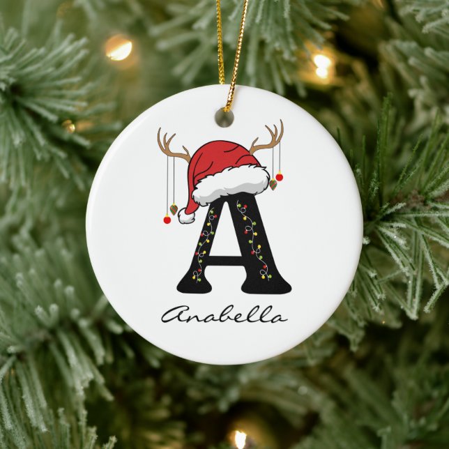 Adorno De Cerámica Custom Christmas Alphabet Ornament Gift for Her (Árbol)