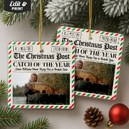 Adorno De Cerámica Custom Christmas Fishing Gift, Newspaper Fisherman