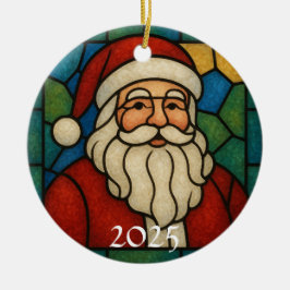 Adorno De Cerámica Custom Christmas Santa Art Deco Stained Glass