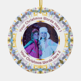 Adorno De Cerámica Custom Christmas Yellow Purple Family Photo Gift
