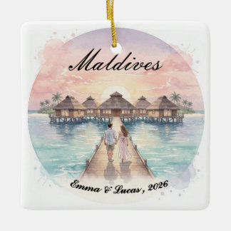 Adorno De Cerámica Custom Couple Maldives Honeymoon Keepsake