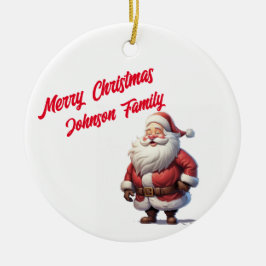 Adorno De Cerámica Custom Family Joy Santa Ornament