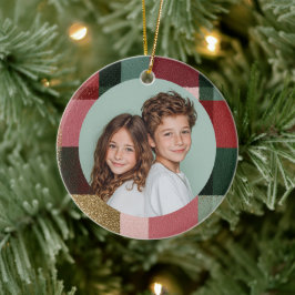 Adorno De Cerámica Custom Family Photo Christmas Ceramic Ornament 