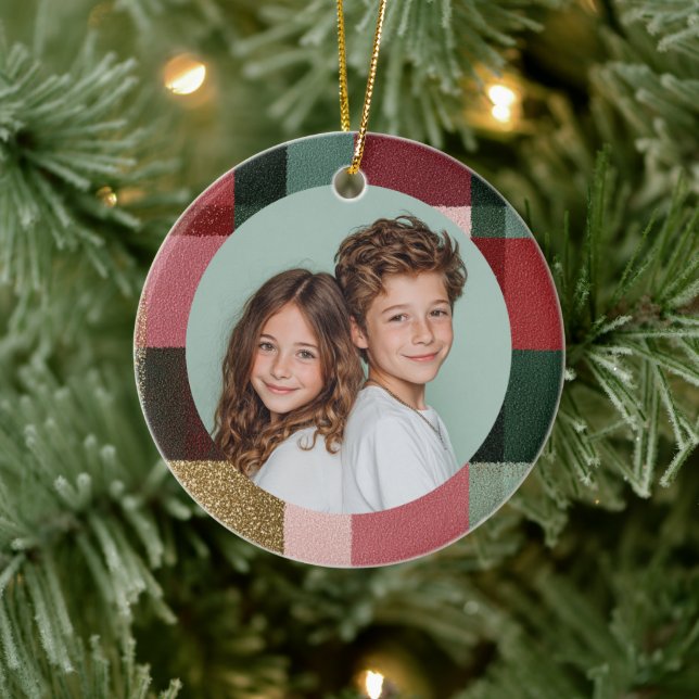 Adorno De Cerámica Custom Family Photo Christmas Ceramic Ornament  (Árbol)