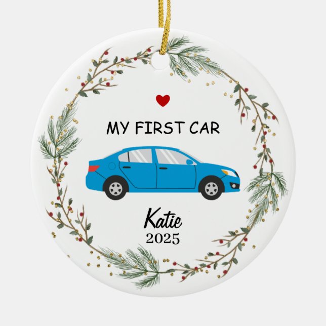 Adorno De Cerámica custom First Car Photo Ornament, My New Car  (Frente)
