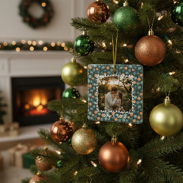 Adorno De Cerámica Custom Floral Photo Engagement 