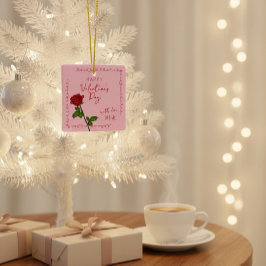 Adorno De Cerámica Custom Happy Valentine’s Day Rose 