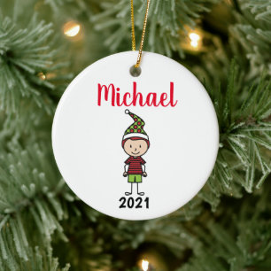 Adorno De Cerámica custom holiday kids name personalized