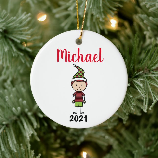 Adorno De Cerámica custom holiday kids name personalized (Árbol)