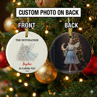 Adorno De Cerámica Custom Lullaby Girl Nutcracker Photo Christmas