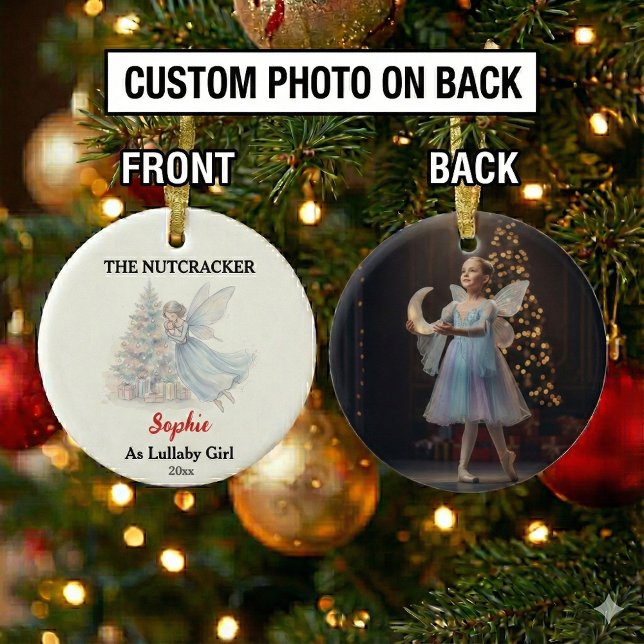 Adorno De Cerámica Custom Lullaby Girl Nutcracker Photo Christmas (Subido por el creador)