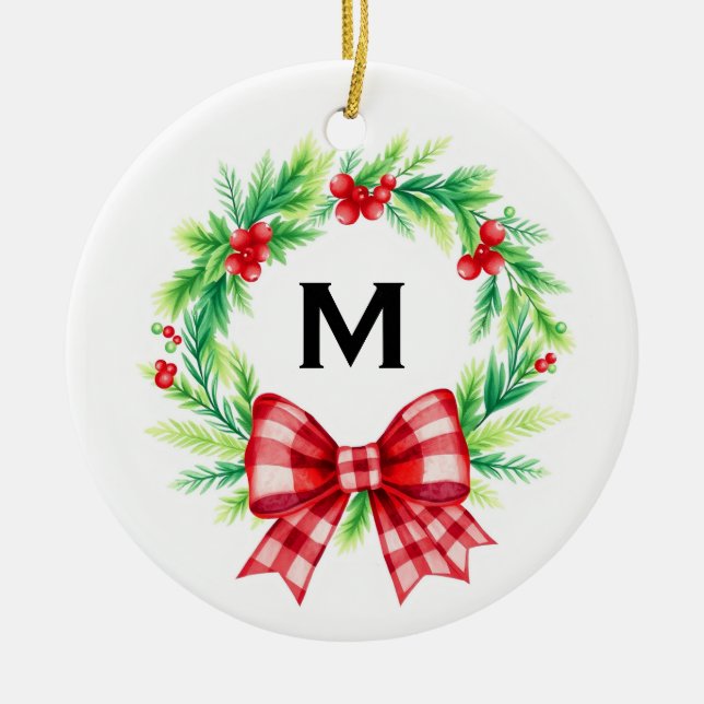 Adorno De Cerámica Custom Monogram First Christmas Married Ornament (Frente)