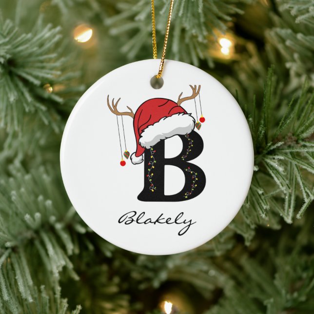 Adorno De Cerámica Custom Monogram Holiday Ornament For Family (Árbol)