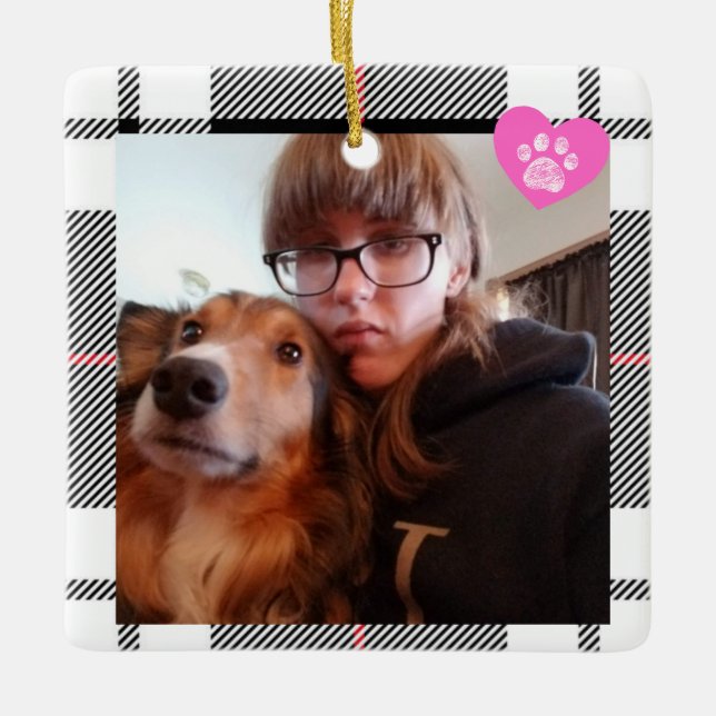 Adorno De Cerámica Custom My Bestie has Four Paws Chirstmas  (Anverso)