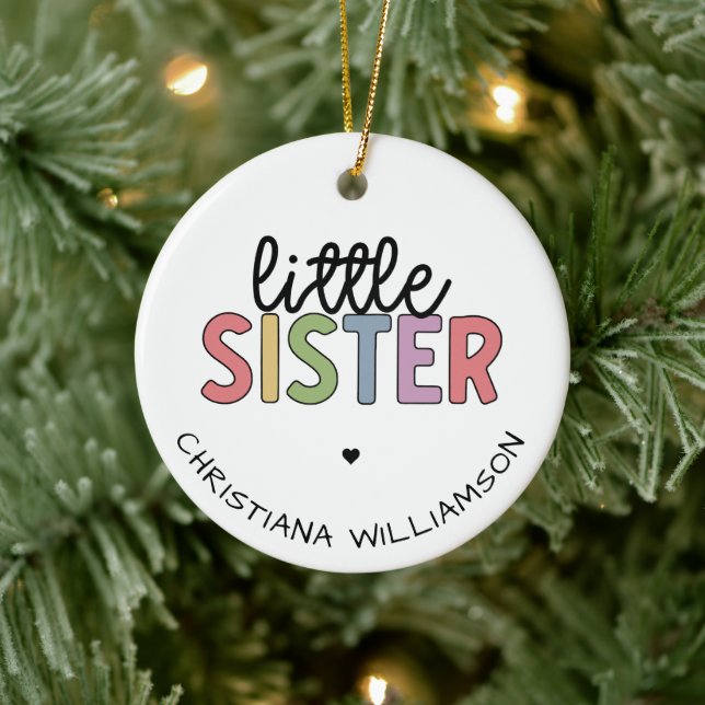 Adorno De Cerámica Custom Name Little Sister Cute Personalized (Árbol)