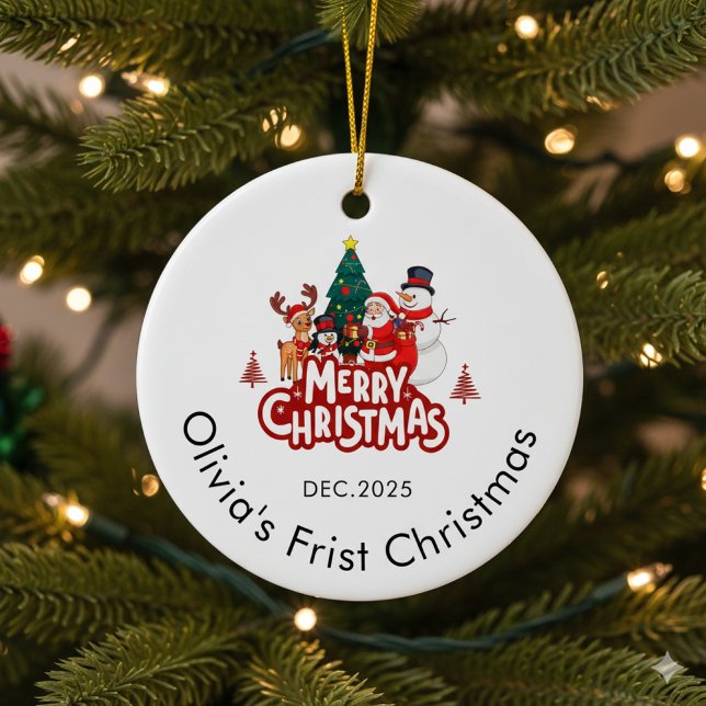 Adorno De Cerámica Custom Name Ornament, Baby's First Christmas (Subido por el creador)