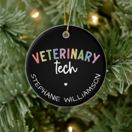 Adorno De Cerámica Custom Name Veterinary Tech | Técnico de Vet