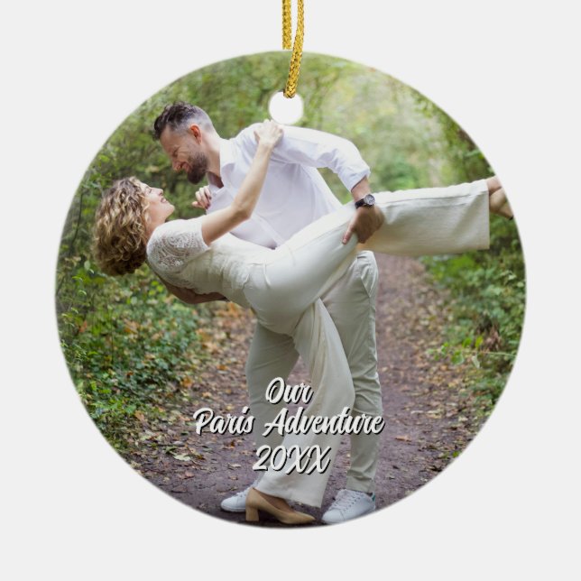Adorno De Cerámica Custom Paris Travel Photo Christmas Tree (Frente)